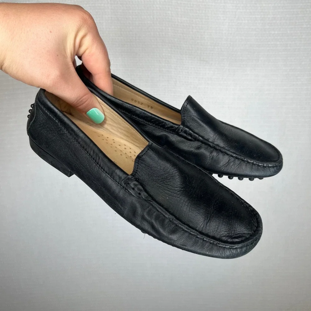 Michael Pasinkoff Black Leather Driving Loafers Made in Italy Size 35 9852